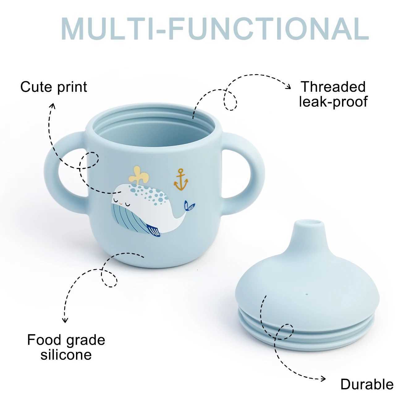 1PCS Cartoon Pattern Silicone Baby Cup Portable Baby Water Bottle Baby Liquid Feeding Cups Learning Drinking Water Baby Tableware X2508061