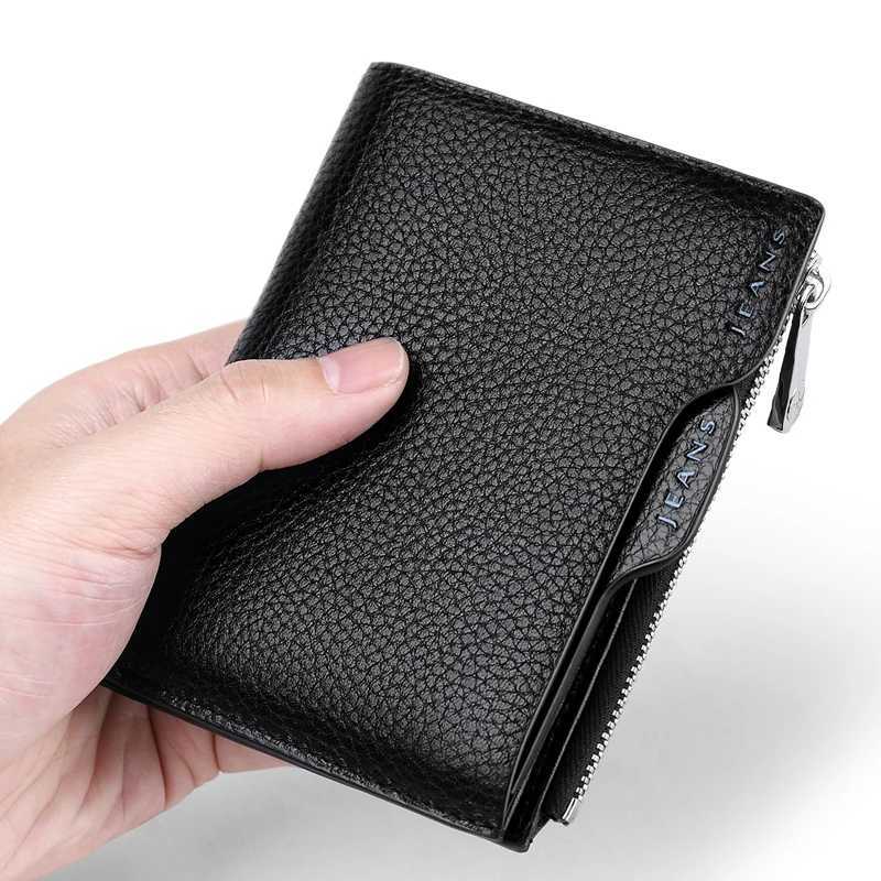 Mens Short Wallet Personalized Leather Card Holder Fashionable Business ID WalletXJ250806