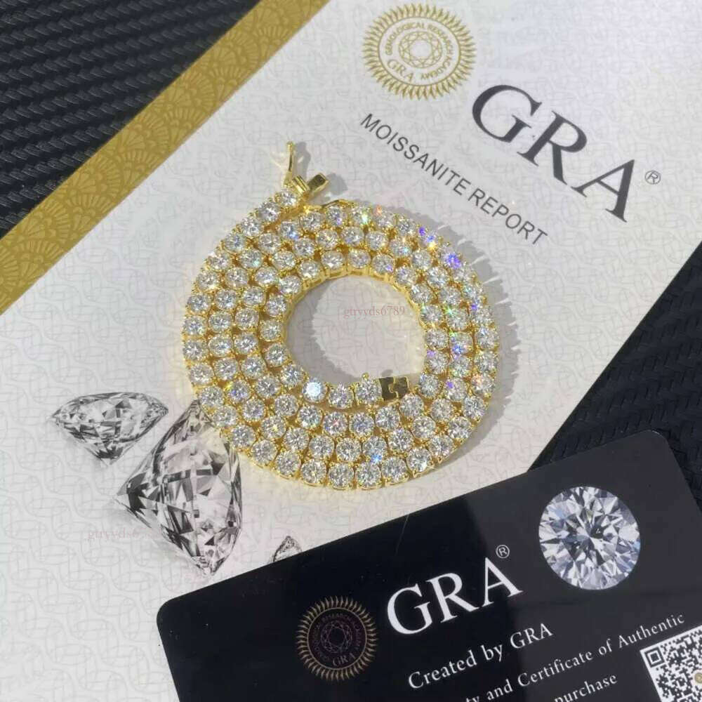Moissanite tennis chaindesigner hiphop necklace 2mm 3mm iced out dia sterling sier 4mm 5mm moissanite tennis chain