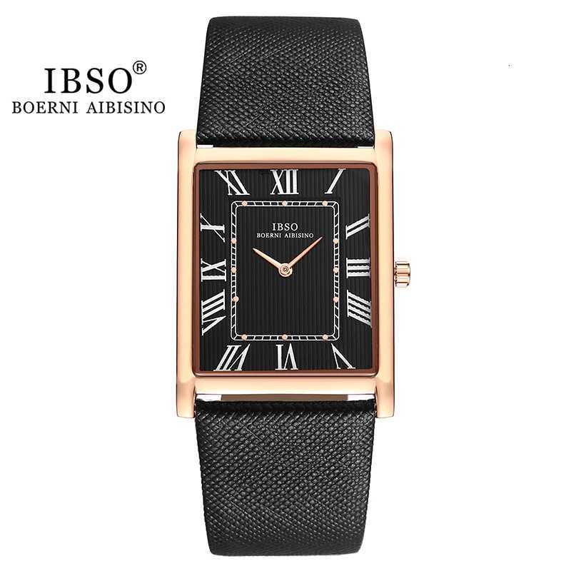IBSO Ultra-Thin Rectangle Dial Mens Quartz Luxury Business Style Genuine Leather Strap Waterproof New Mens Wristwatch W250806
