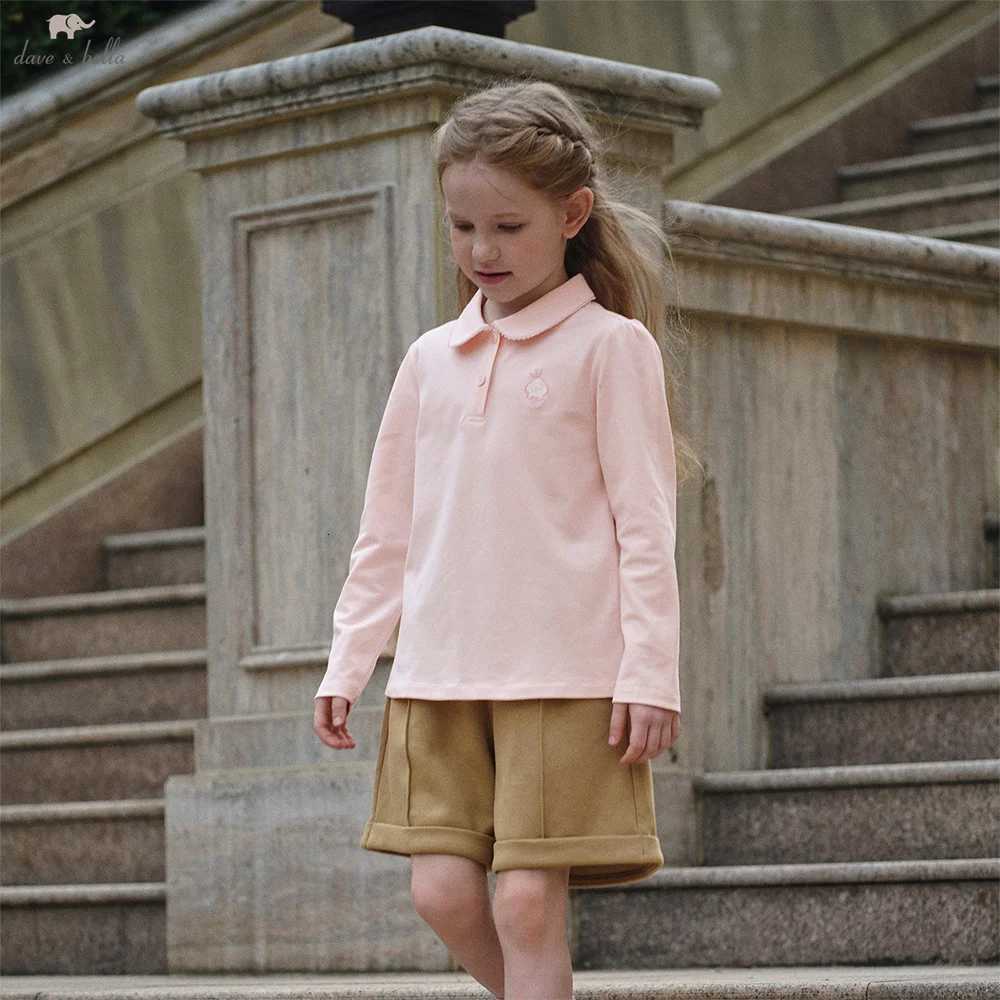 Dave Bella Childrens Pink T-shirt Autumn Gentle Casual Sweet Cute Girls Long Sleeve Cotton Base Shirt Party DK 3253680 X250806