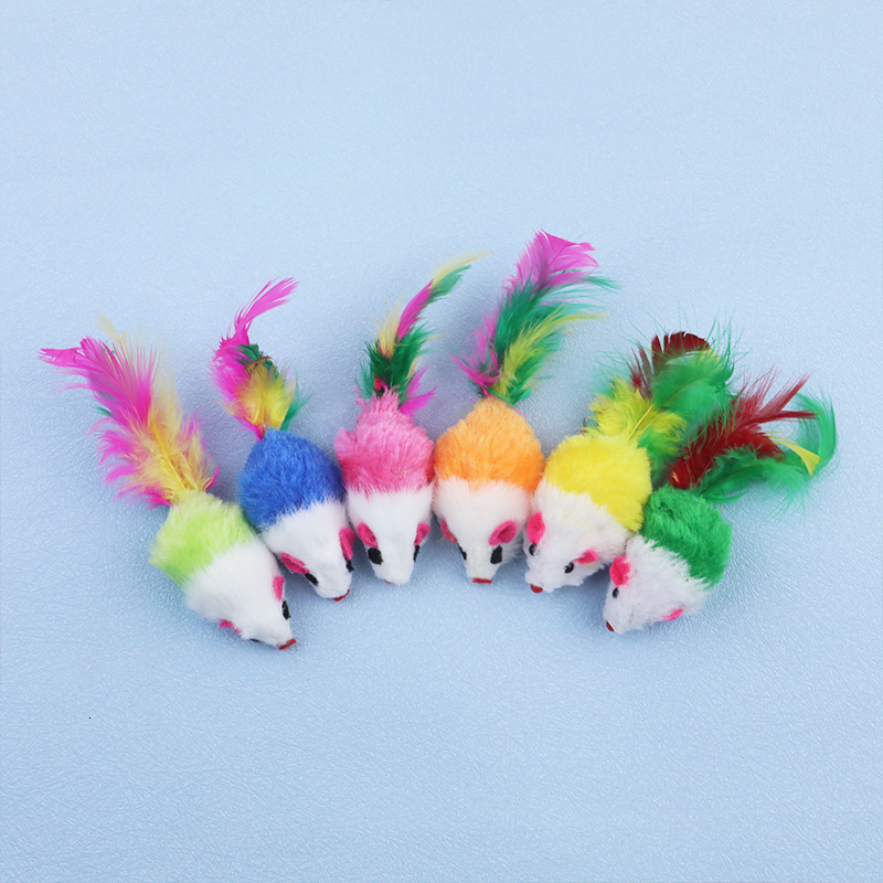 Westrice Cat Pet Toy Long-haired variety of colors rabbit tail feathers cat toy mouse bite amused 1piece Cat Pet Toy 201217