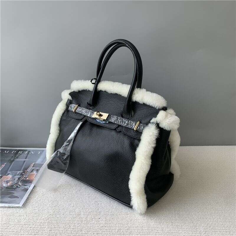 Designer Bag Tote Shoulder Bag Korean Fashion Classic Top Layer Cowhide With Australian Lamb Wool High Quality Handbag