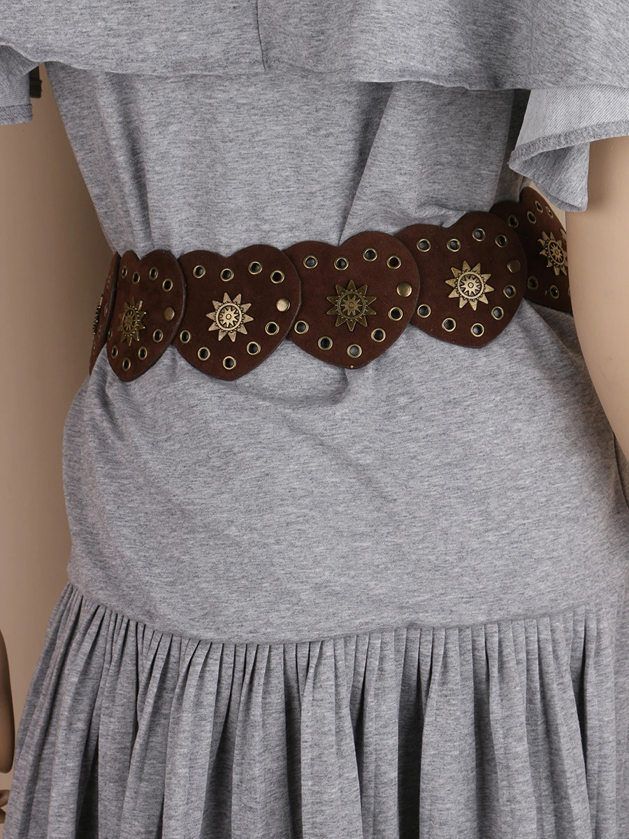 Womens Punk Peach Blossom Eyestay Rivet Mouth Connection Waist Decorate Cowgirl Style Belts For Ladies Outgoing Jeans Dress 250806