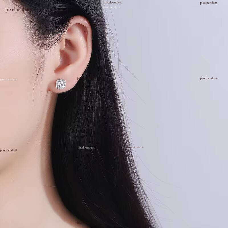 VVS1 Square for Women, Pure Sier Sandstone, Carat D Color Earrings with Sandstone