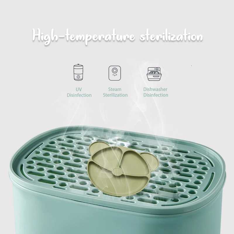 1 Set Baby Silicone Plate Cartoon Bear Shape BPA Free Baby Tableware Spoon Anti-Hot Training Plate Kids Feeding Bowl X250806