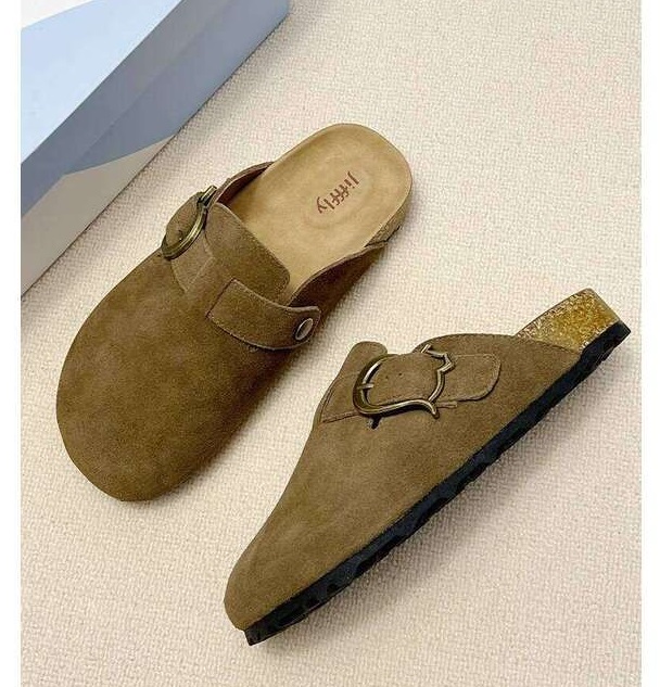 Jifffly Birkenstock Shoes for Women 2025 Summer New Style Outdoor Slip-On Thick Sole Full Cover Toe Half Slippers