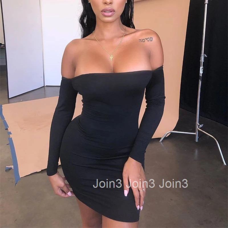 Spring New Hottie Girls Solid Sexy Hollow Out Long Sleeve Tie Waist Bodycon Strapless Hips Mini Skirts Elegant Fashionable Dress