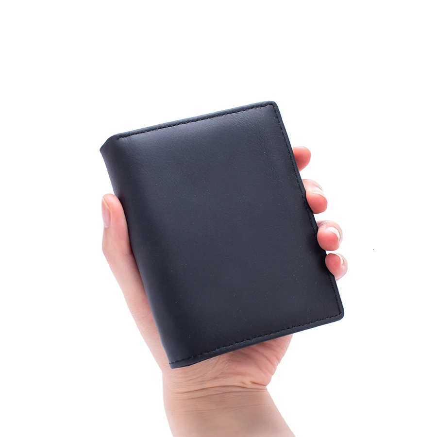New Mens Genuine Leather Wallet Business Vertical Three-Fold Holder Zipper Coin Purse Mens RFID Anti-Theft Wallet XJ250806