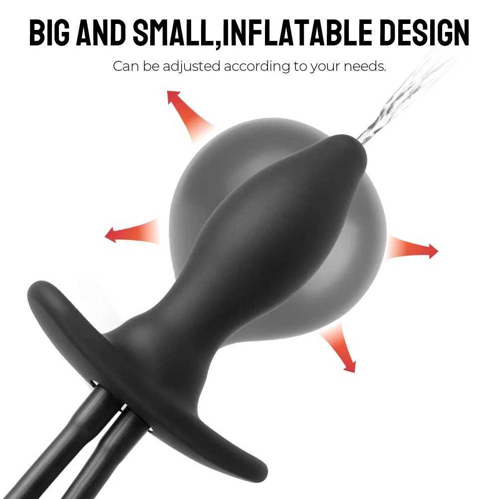 2 IN 1 Inflatable Enema Cleaner Anal Plug Water Spray Buttplug Vaginal Dilator Prostate Massager Stimulate Sex Toys for Women Men XJ250806