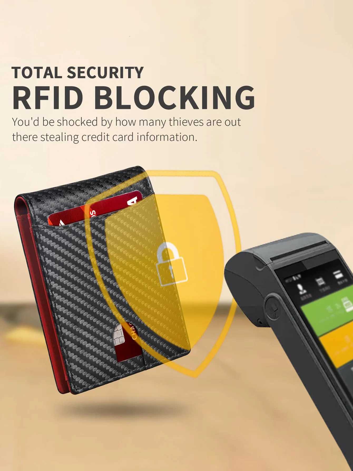 Mens Ultra-Thin RFID Double Fold Wallet Minimalism Carbon Fiber Pattern Ultra-Thin Card Holder Fashionable Wallet with ID Window XJ250806