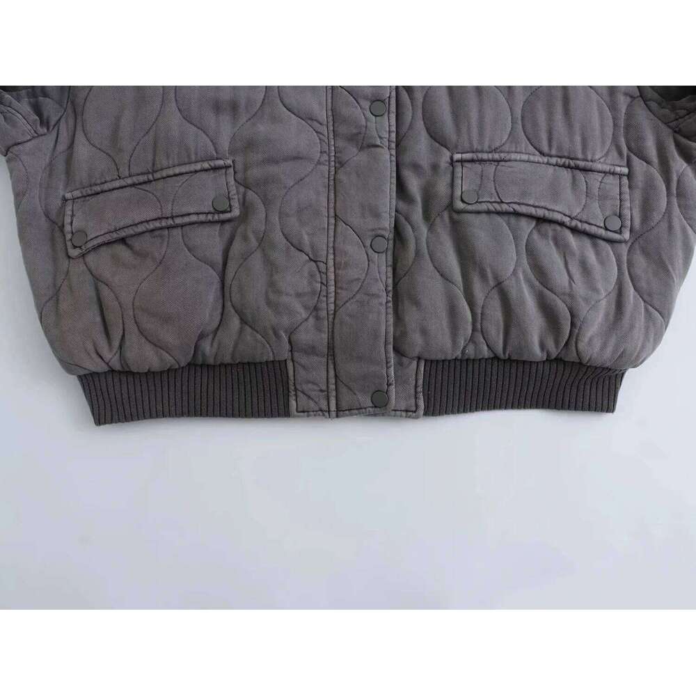 Designer Clothing 2025 Autumn Winter Grey Oversize Women Cotton Coat Thicken Warm Long Sleeve Zipper Loose Padded Jacket Female Parkas