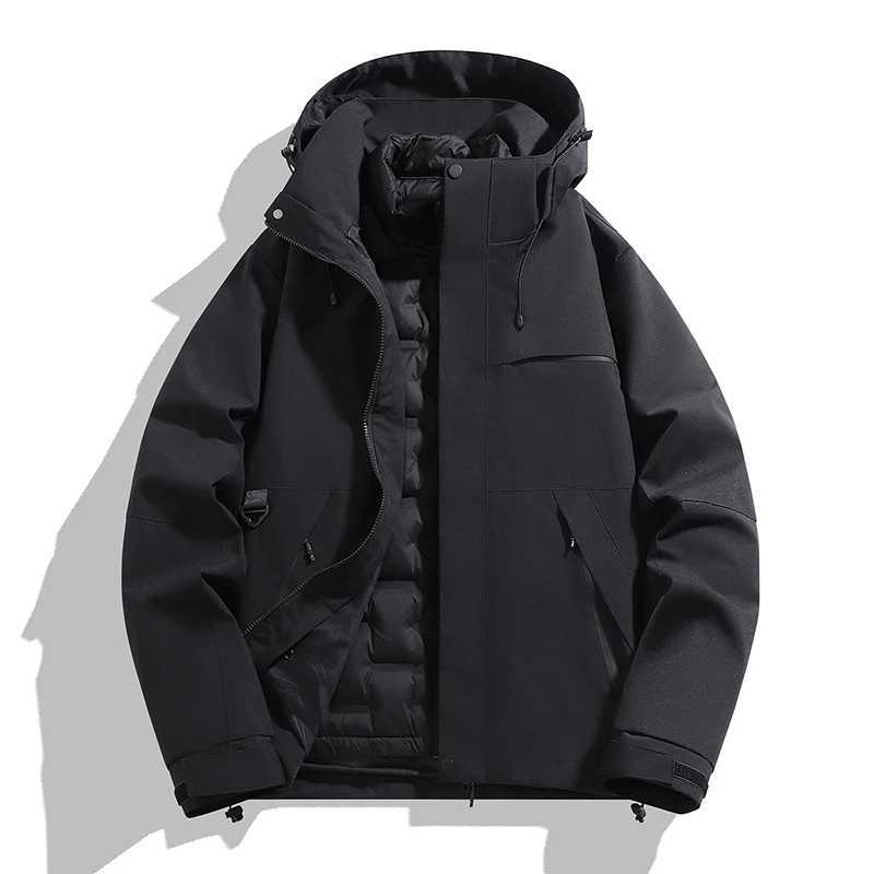 Windproof Waterproof Wear Mens Outdoor Climb Hooded Duck Down Jackets 2025 Winter Casual Warm Puffer Coat Loose Tops Clothing W250806