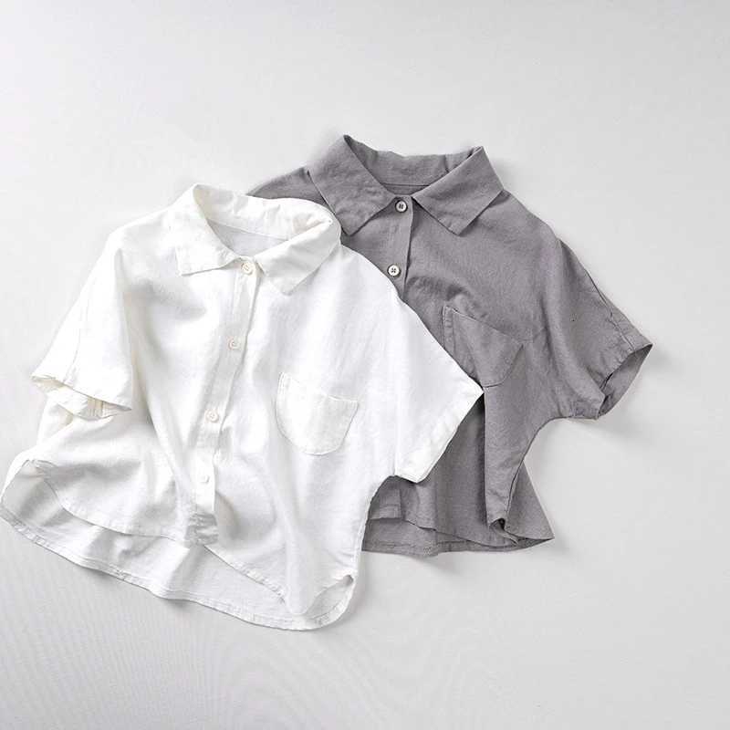 2025 Summer New Children Short Sleeve Shirts Thin Cotton Boys White Shirts Solid Baby Girl Casual T Shirts Kids Clothes X250806