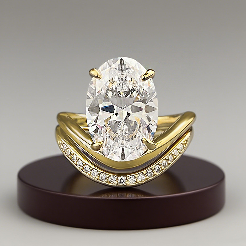 Hui Zhi Yi Jewelry New S Silver Oval Pigeon Egg 9*13mm Egg-Shaped mond Ring Stackable