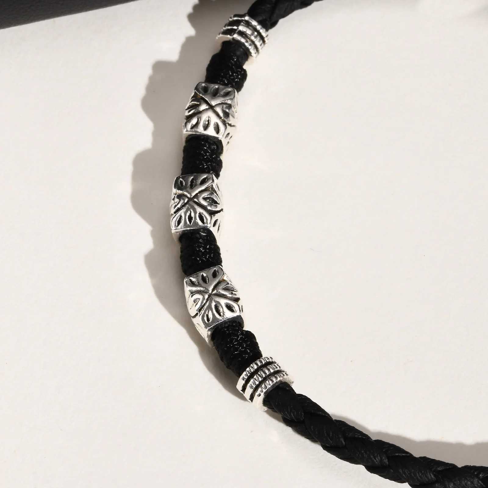 Ankle for Men Handmade Braided Black Rope Chain Anklets Gift for Man Boys Casual Summer Beach Holiday Surfer Jewelry Y250805