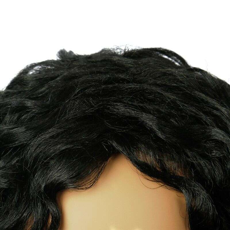 Women's Long Curly Hair Synthetic Fiber Black Human Hair Full Head Cover Daily Wear