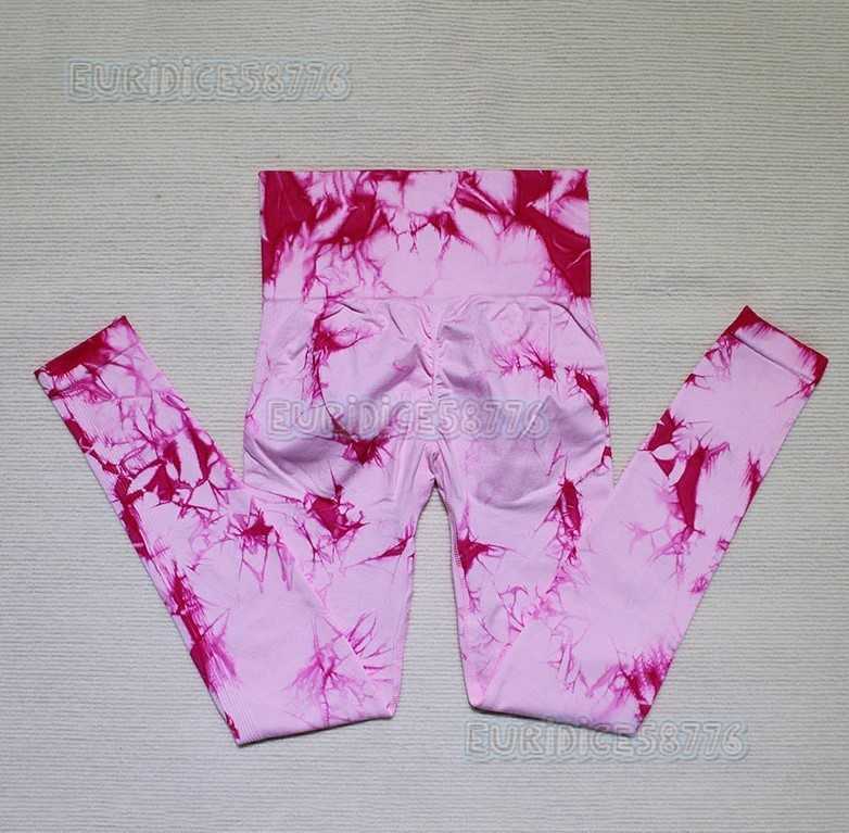High Waist Peach Hip Tight Pants High Elastic Fitness Pants Seamless Slim Tie Dye Yoga Pants H250806