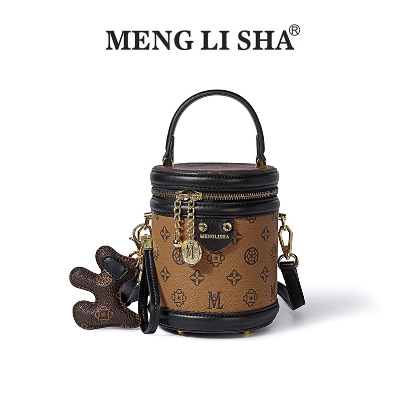 2025 MENG LI SHA New Summer Light Luxury Niche High-End Large-Capacity One-Shoulder Crossbody Bucket Bag Commuter Handbag