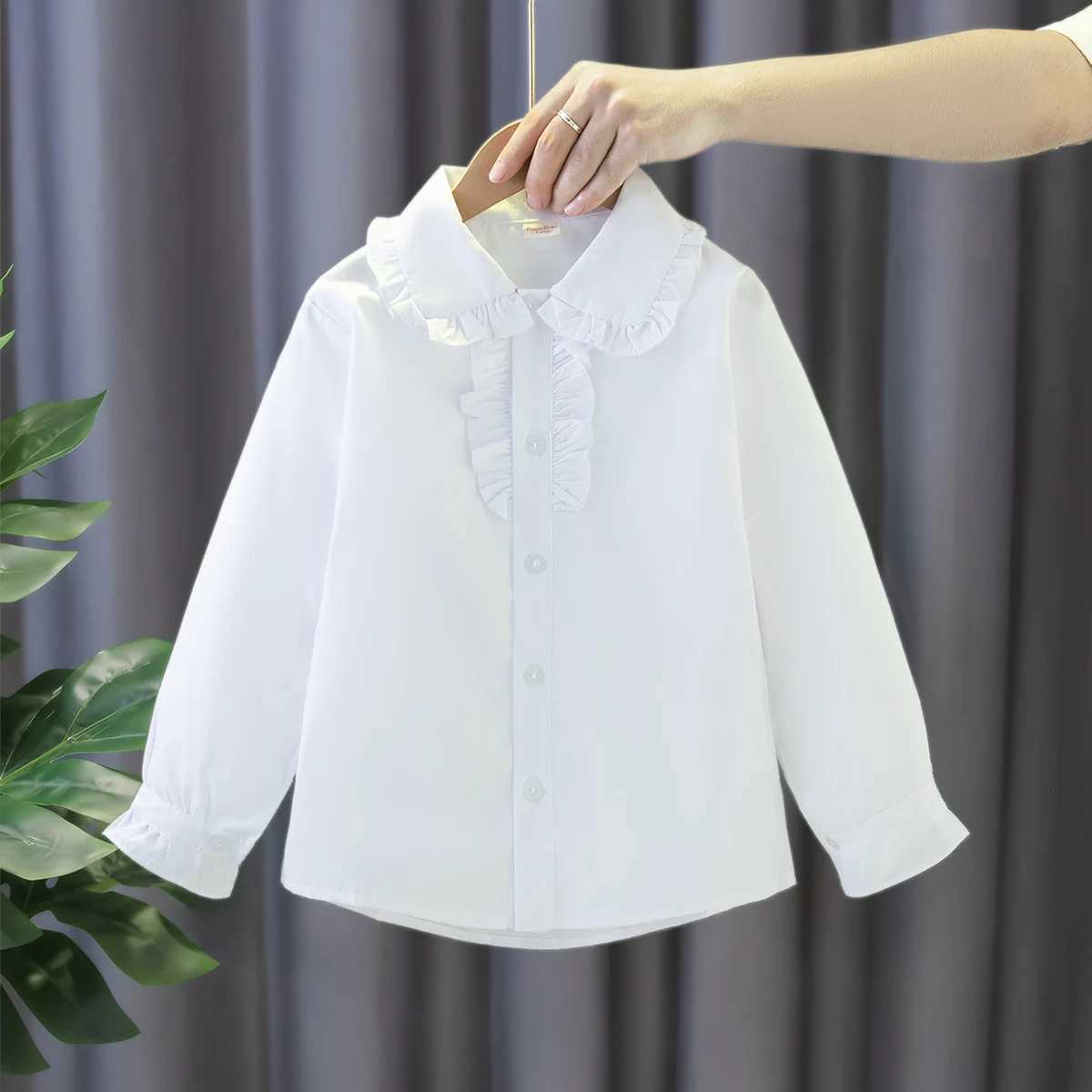 Childrens Shirt Spring And Fall Pure White Long-Sleeved Doll Collar Simple Student Blouse Casual Student Formal Wear X250806