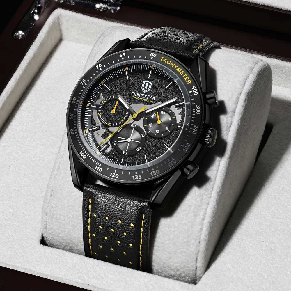2025 New Mens Chronograph Luxury Quartz Top Brand Fashion Leather Wrist 24 Hours Clock Sport Gift W250806