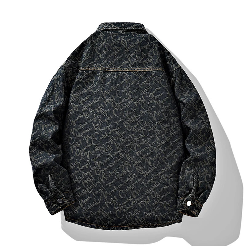 Spring Autumn Mens Loose casual Denim Jacket men Single Breasted turndown Collar Printed Coat man youth top 250806
