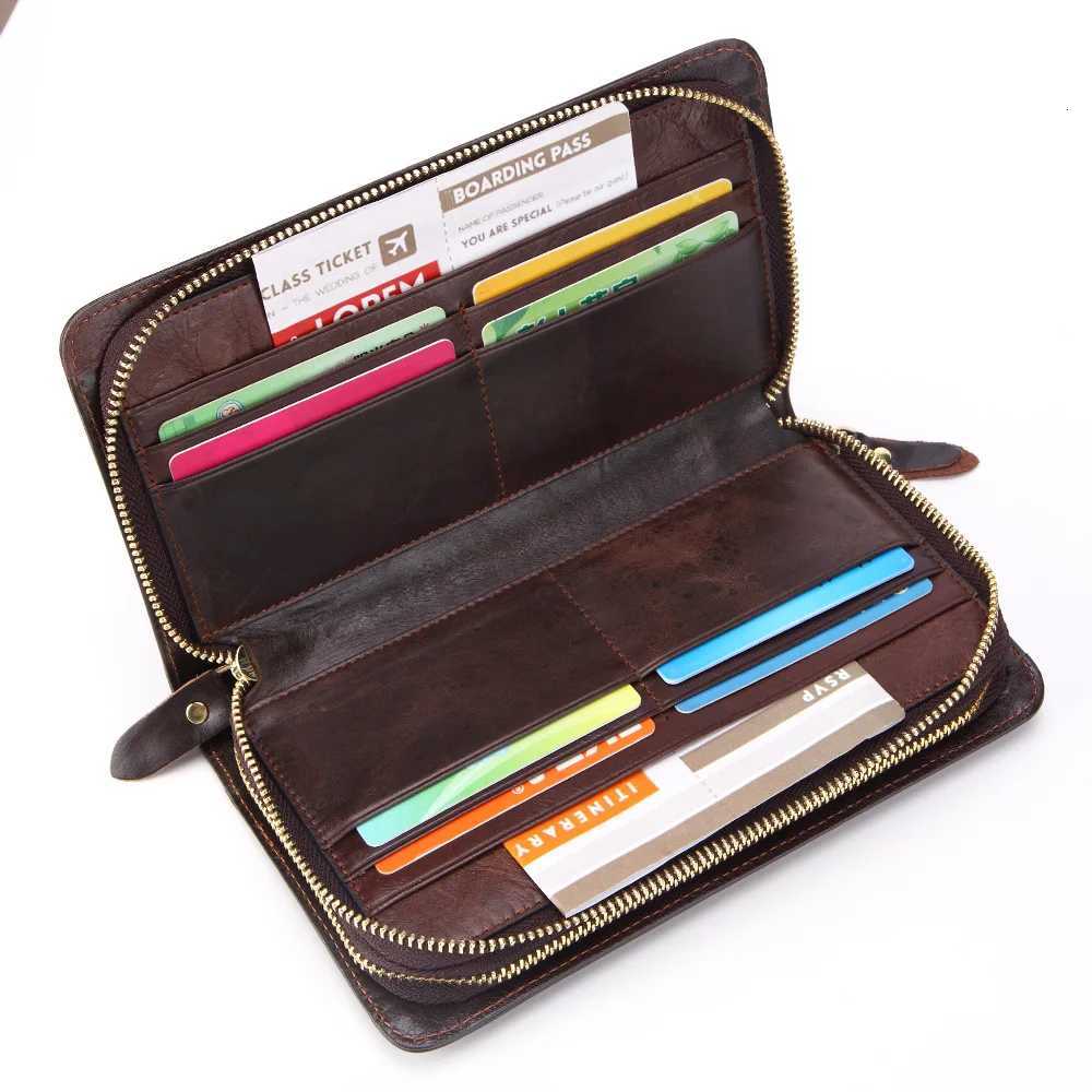 Retro Leather Large Men Clutch Wallets Men Purse 100% Genuine Leather Long Leather Male Wallet Mens Wallet Purse BagXJ250806