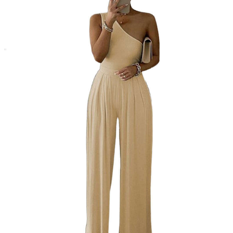 New Women's Fashion Asymmetrical Neck Elegant High Waist Sexy Wide Leg Jumpsuit For Women 661 B5