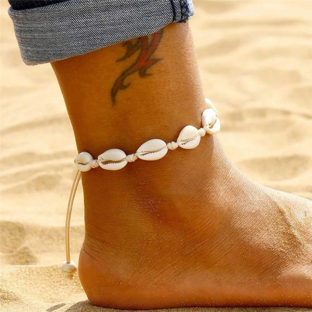 Summer Beach Shell Ankle Handmade Braided Adjustable String Seashell Anklets For Women Jewelry Y250805