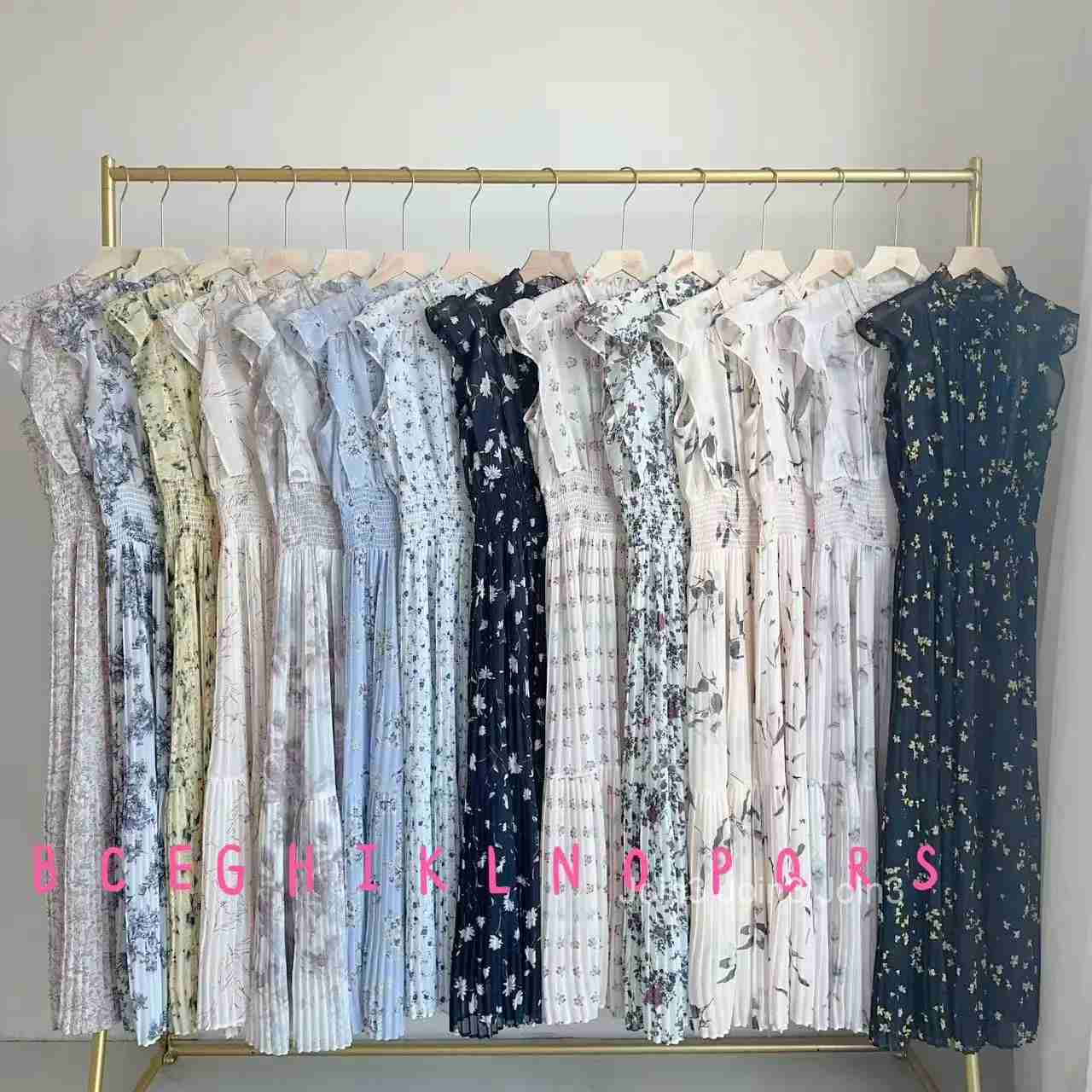 Fresh Mid-length Print High Waist Robe New Gentle Literary Lace Up Pleated Slim Exquisite Mujer Japan New Elegant Dress