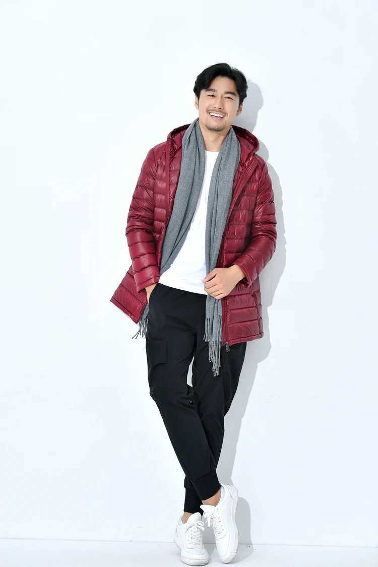 2023 New Mens Winter Lightweight Plus Size Puffer Jackets X-long 90% White Duck Down Water and Wind-Resistant Casual Coat W250806