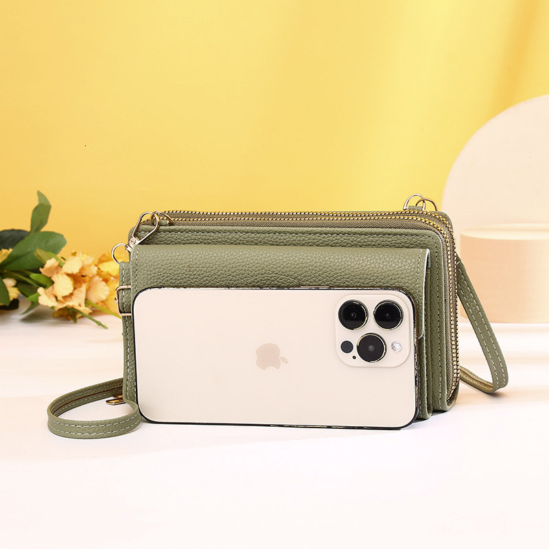 New Women's Phone Wallet Korean Style Multi-Card Slot Double Layer Zipper Single Shoulder Crossbody Bag