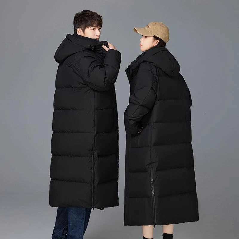 New Winter Outerwear Long Down Jacket Men Women Casual Long Knee-Length Hooded Parka Coat Thickened White Duck Down Coat W250806