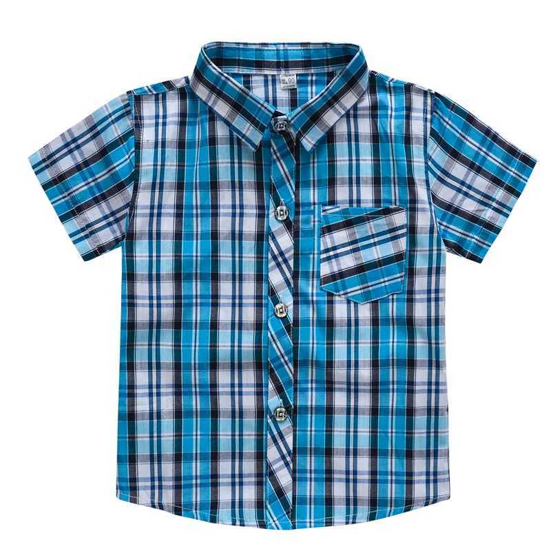 2-7Y Classic Boys Plaid Shirts Short Sleeve Kids School Clothes Children Clothing Sweatshirt Teenage Top Boys Shirt Cotton X250806