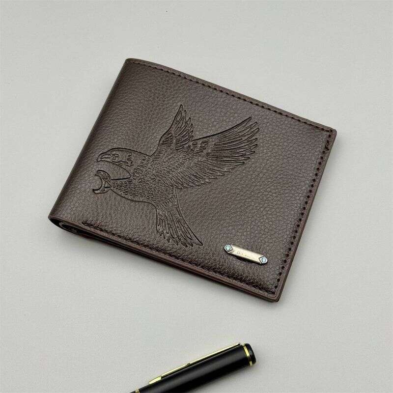 Cross-border New Men's Short Wallet Soft Leather Thin Eagle Pattern High-value Explosions