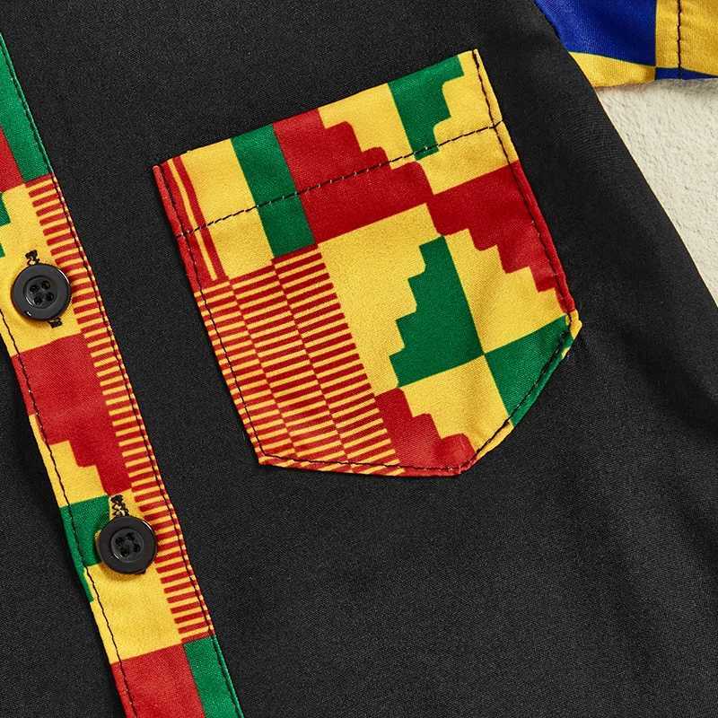 Toddler Boys Short Sleeve African Print Button Down Shirt Summer Tops Kids Casual Ethnic Style Blouse for Boys X250806