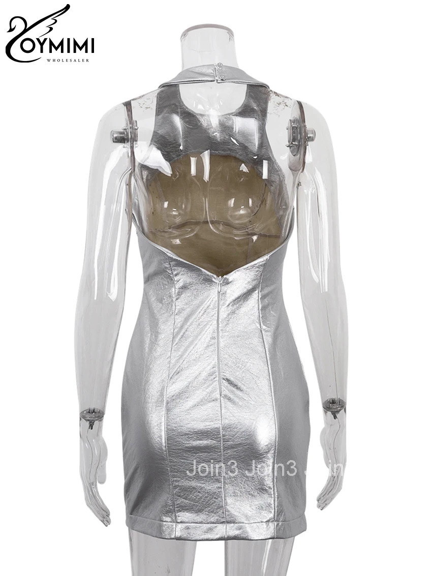 Sexy Sliver Bodycon Dress Lady Fashion Slim O-Neck Sleeveless Mini Dress Elegant Classic Party Dresses For Women