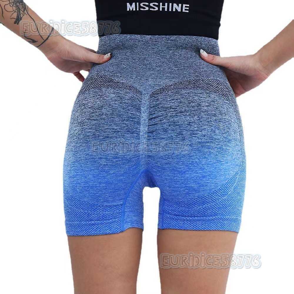 Sports Gradient High Waist Shorts Breathable Sweatproof Peach Hip Tight Elastic Sports Yoga Pants Lightweight H250806