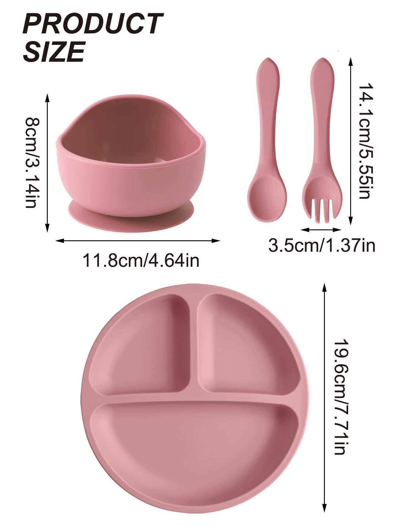 4PCS Baby Silicone Feeding Set Suction Dishes Plate Spoon Fork BPA Free Sucker Bowl Toddler Training Tableware Essentials X250806