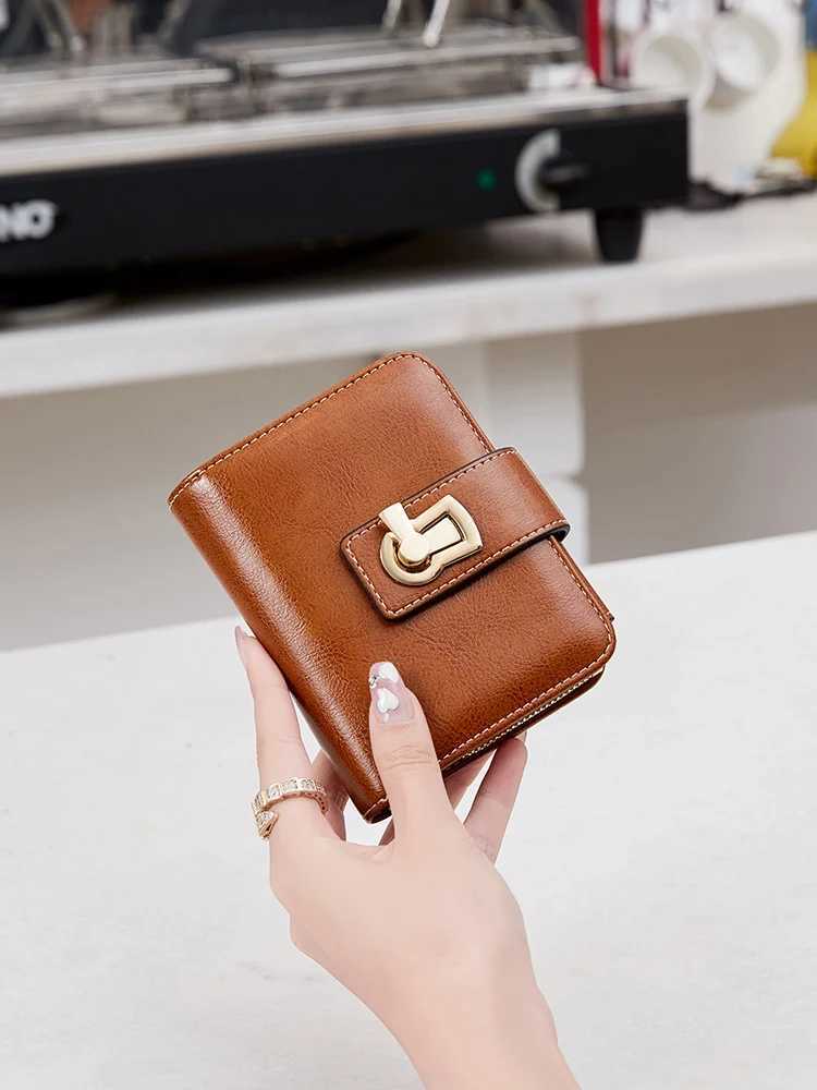 RFID Retro Womens Wallet Three-fold Short Wallet PU Leather Multi-functional Twist Lock Wallet and WalletXJ250806