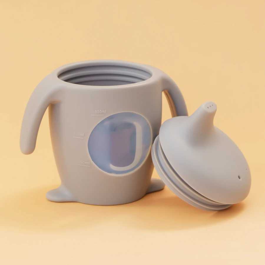 Color Kids Baby Cup Toddler Dining Cup Baby Silicone Transparent Water Bottle With Handle Milk Cups For Toddlers Baby Supplies X250806