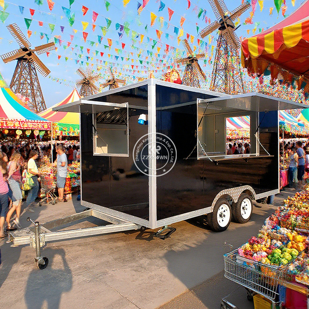 Mobile Fast Food Truck Mobile Kitchen Ice Cream Cart Street Restaurant Fully Equipped Concession Catering Food Trailer For Sale