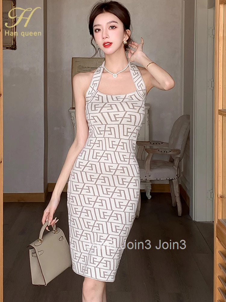 Knit Stretch Sexy Korean Pencil Party Dresses Female Clothing Summer Luxury Womens Elegant Dress