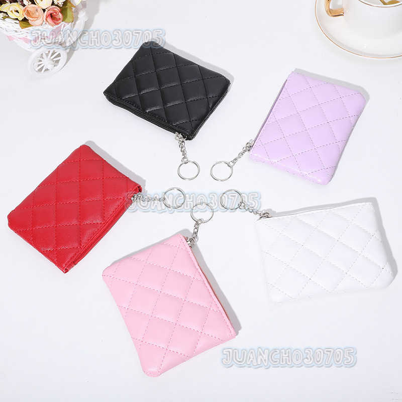 Zero Wallet Female 2025 Lingge Embroidered Pu Short Mini Zipper Small Wallet Solid Coin Card Bag H250806