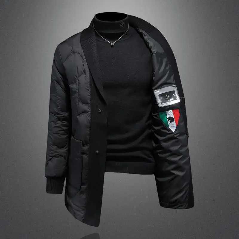 High Quality 2025 Winter 90% White Duck New Fashion British Style Casual Loose Slim Mid-Length Down Jacket W250806