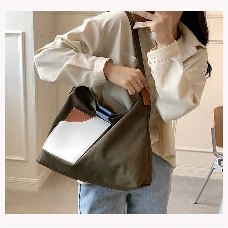 Large Capacity Canvas Tote Bags for Women New Contrast Color Bucket Travel Bag Simple Fashion Girls Shopper Shoulder Totes M250806
