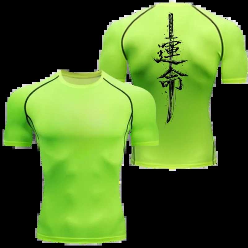 Mens Compressed Shirt Sports Quick Drying T-shirt Tight Sweat-Absorbent Jogging Cycling Outdoor 8 Colors Short