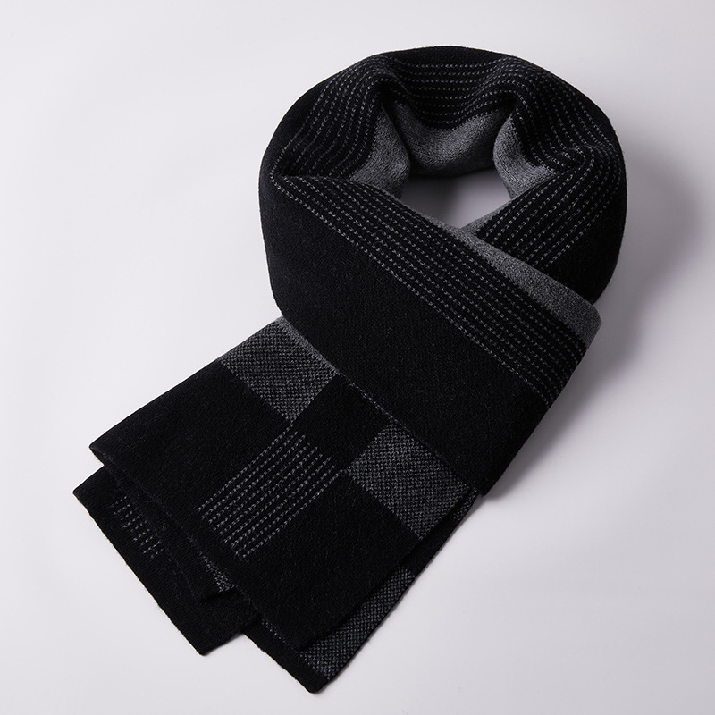 K1662 2024 Cashmere Men's and Women's Wool Scarf Korean Style Autumn and Winter Plaid Simple Scarf Fashion Warm Cashmere Scarf