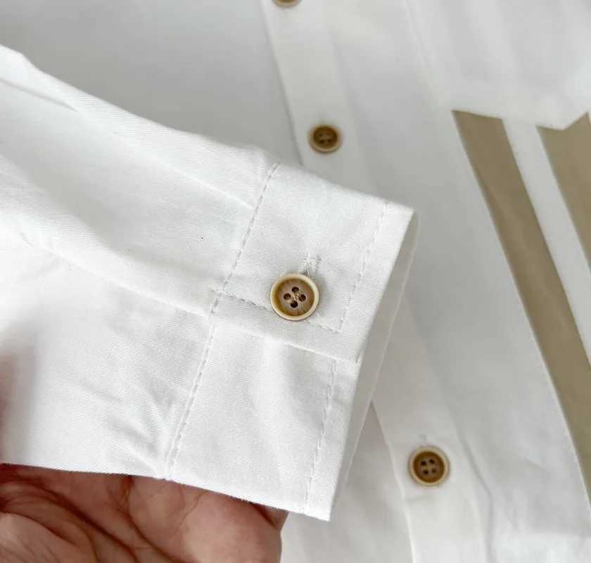 New Boys Cotton Washed Soft Stripe Long Sleeve Shirt White Blouse School Uniform for Boys X250806