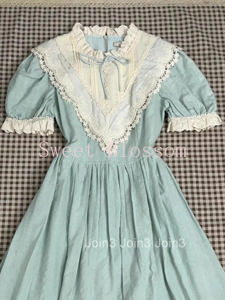 French Elegant Retro Sweet Hepburn Dress Women Aesthetic Lace Patchwork Slim Dress Summer New Fashion Vintage Gothic Outfit